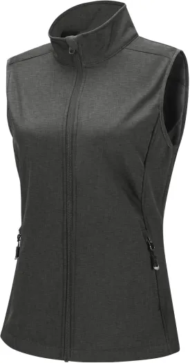 33,000ft Women's Running Vest Fleece Lined Zip Up Windproof Lightweight Softshell Vests Outerwear for Golf Hiking Sports