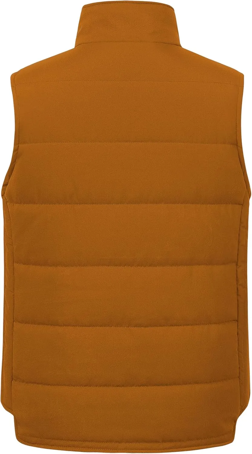 Chrisuno Men's Puffer Vest Casual Stand Collar Quilted Waistcoat Outdoor Padded Ski Vest