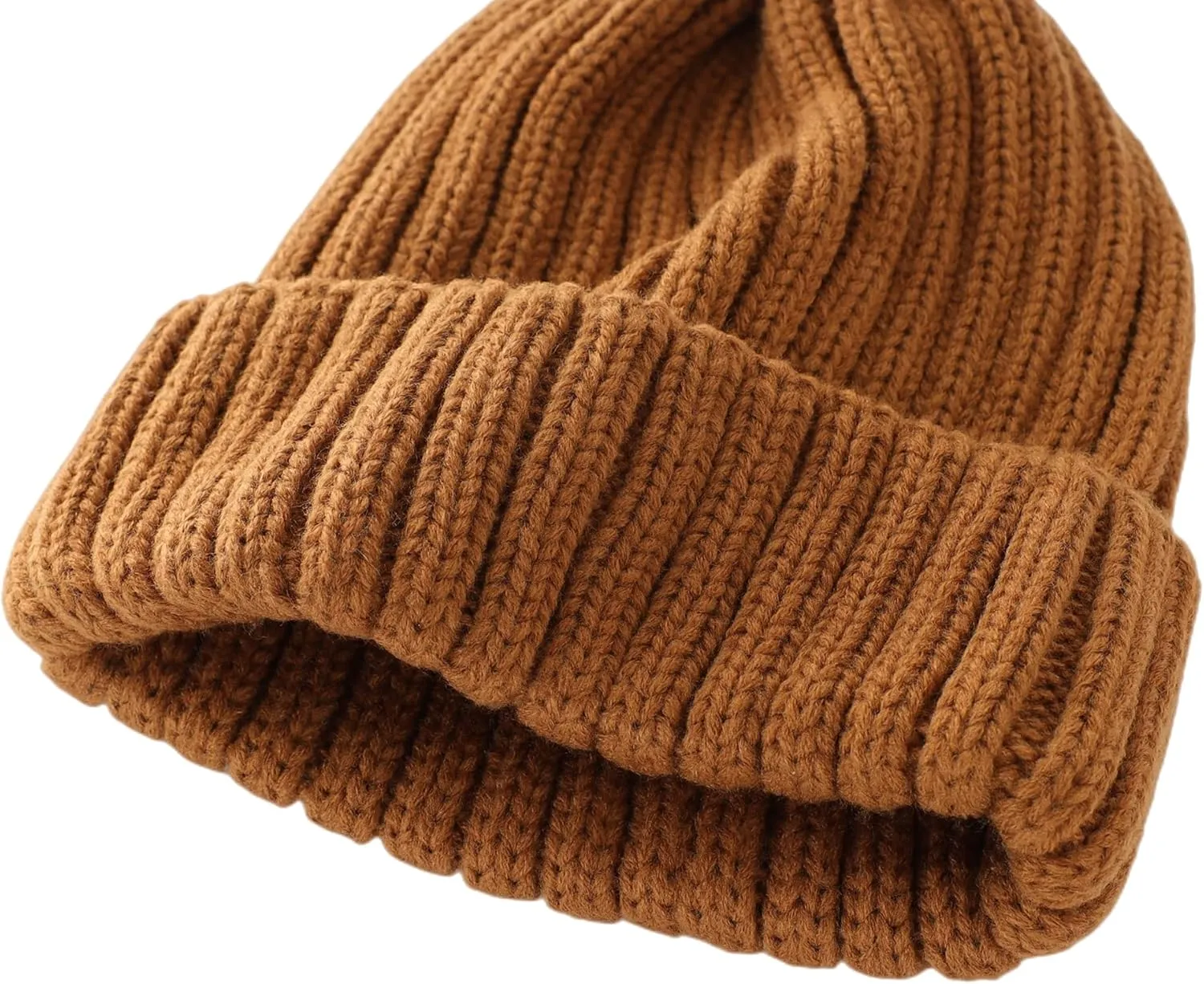 Connectyle Women's Rib Knit Cuffed Beanie Hat Stretch Acrylic Winter Hat Thick Warm Snow Ski Cap