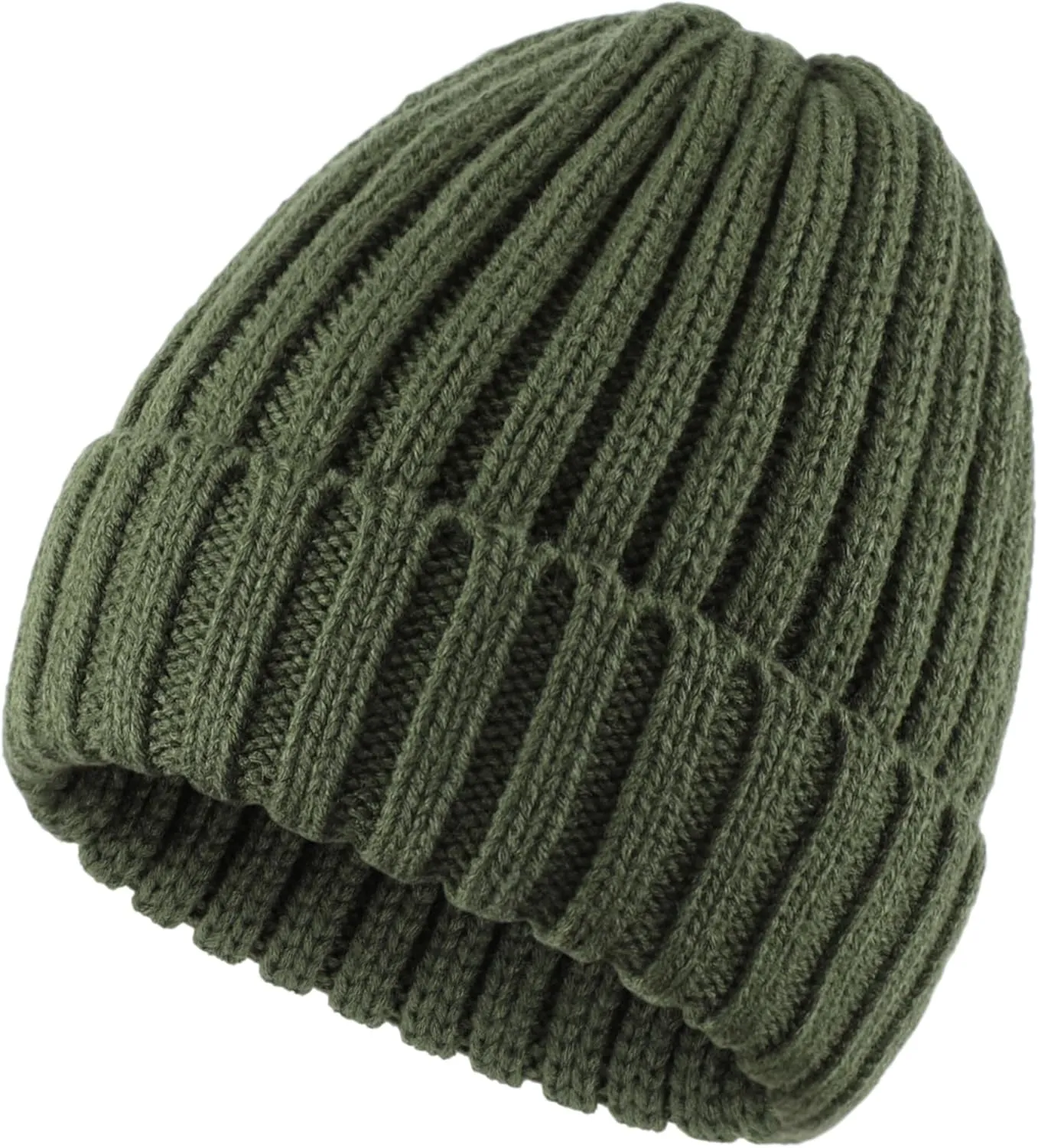 Connectyle Women's Rib Knit Cuffed Beanie Hat Stretch Acrylic Winter Hat Thick Warm Snow Ski Cap