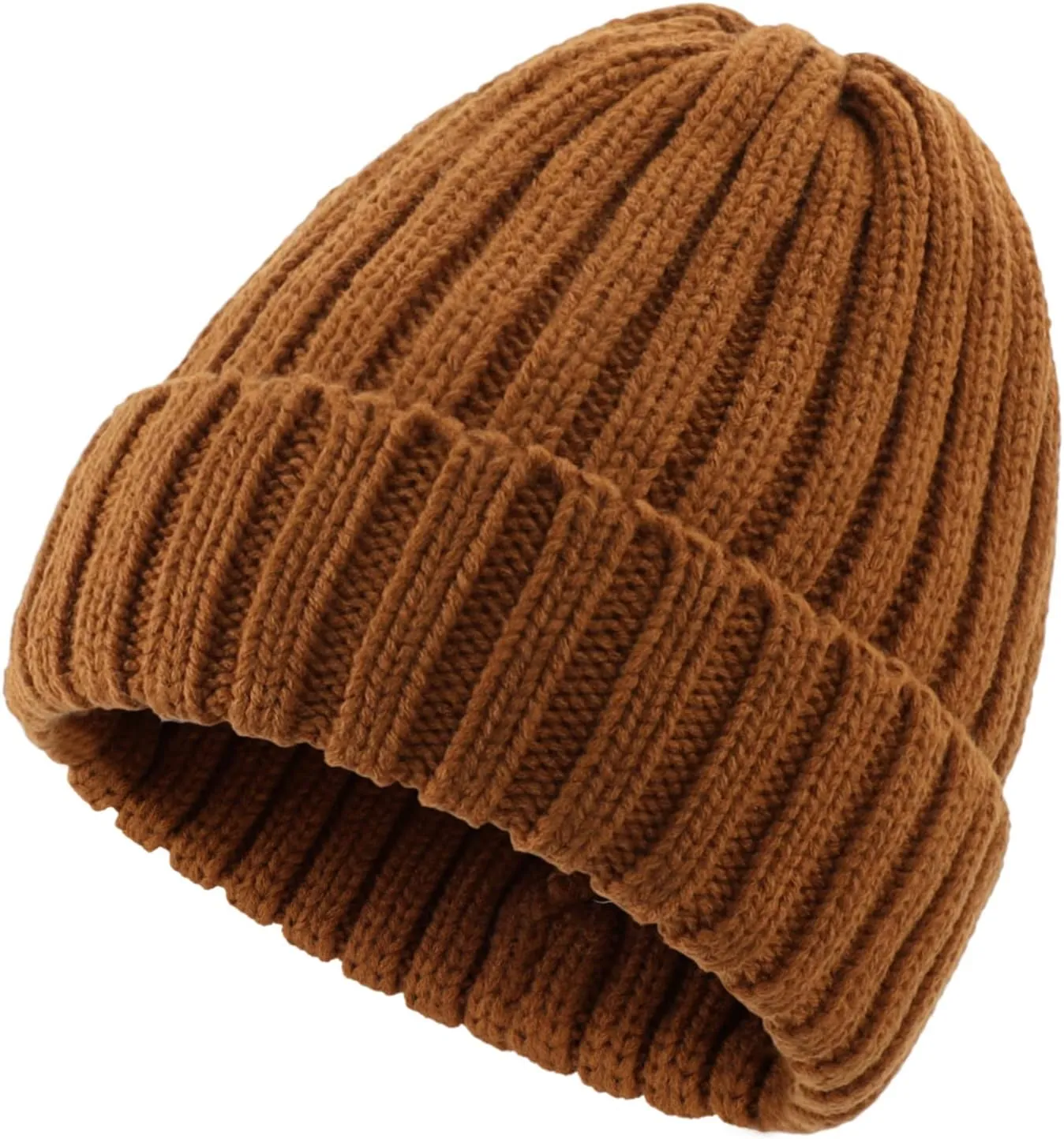Connectyle Women's Rib Knit Cuffed Beanie Hat Stretch Acrylic Winter Hat Thick Warm Snow Ski Cap