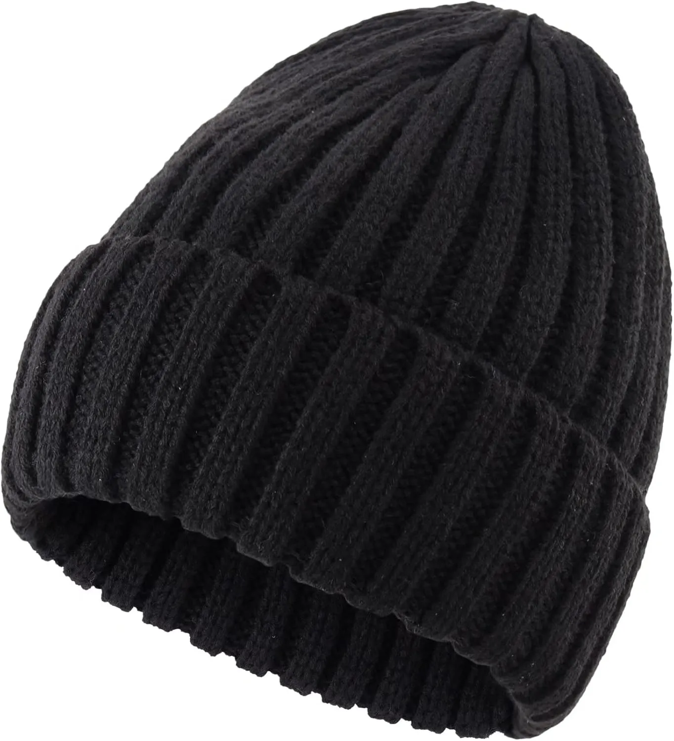 Connectyle Women's Rib Knit Cuffed Beanie Hat Stretch Acrylic Winter Hat Thick Warm Snow Ski Cap