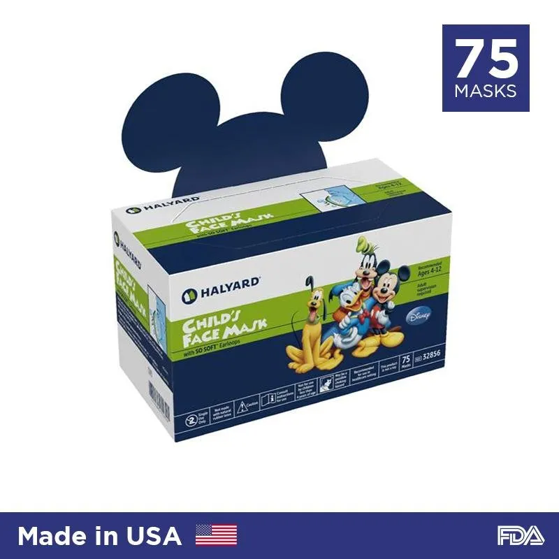 Disney Disposable Face Mask For Children By Halyard Health (Made in USA) - 75/box