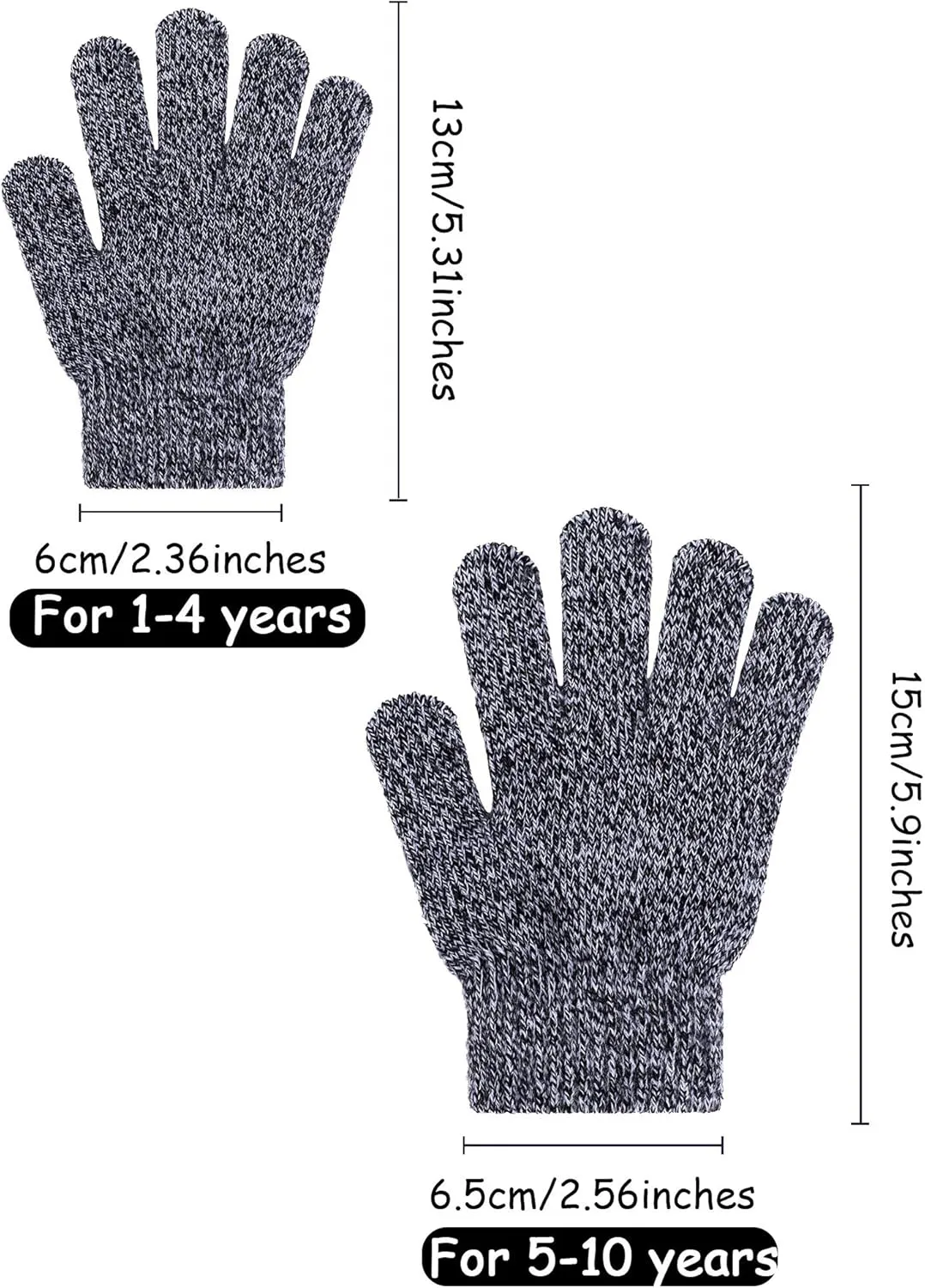 EBOOT 3 Pairs Kids Winter Knit Gloves Stretchy Full Finger Fluffy Mittens for Toddler Boys Girls 1-11 Years
