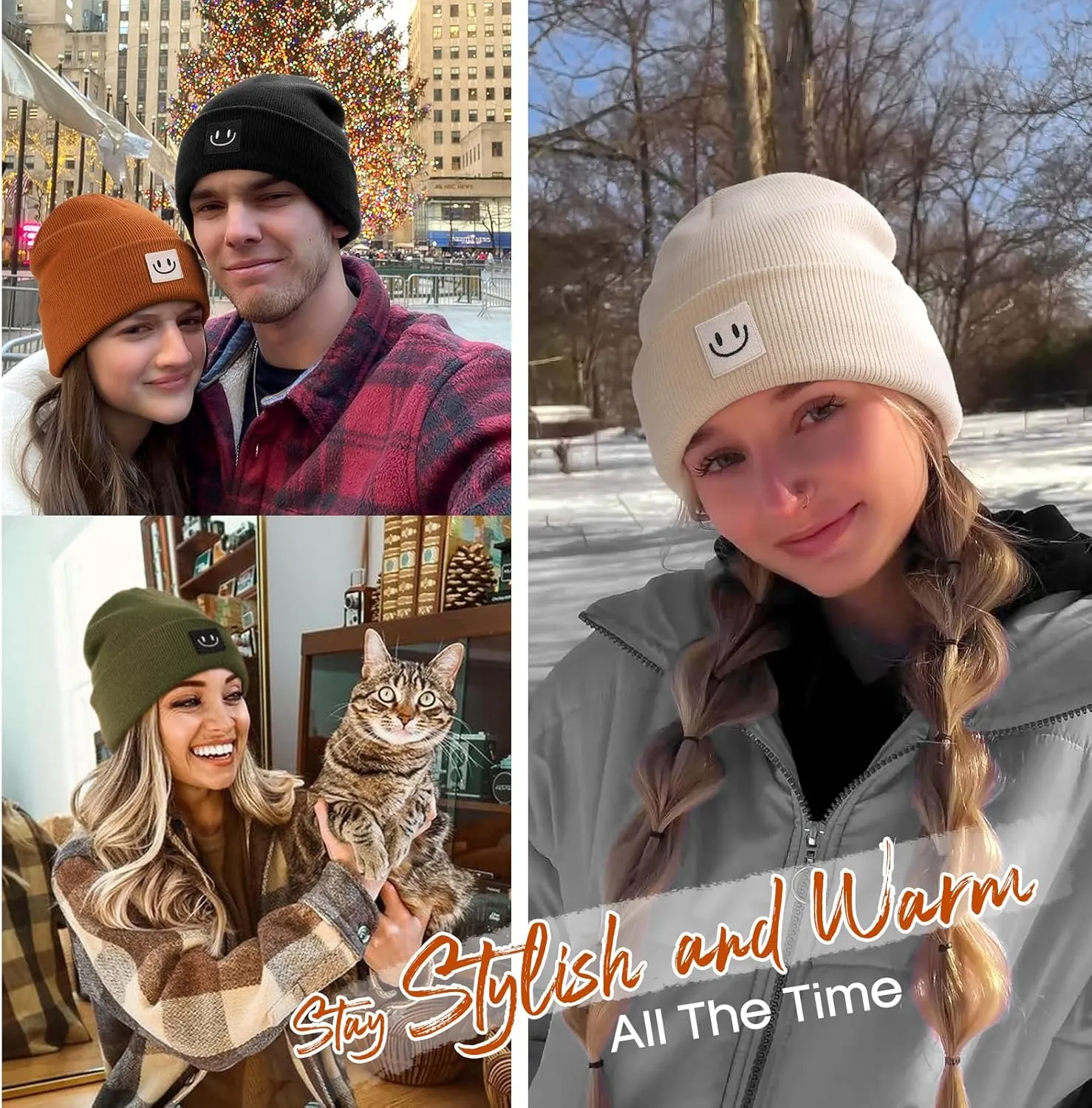 FURTALK Unisex Beanie for Women Men Knit Cuffed Winter Hats Soft Warm Cute Ski Skull Caps