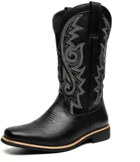 Genuine Leather Western Style High Top Cowboy Boots for Men Fashionable Durable Footwear for Outdoor Daily Wear Rodeo Festival Performance Use
