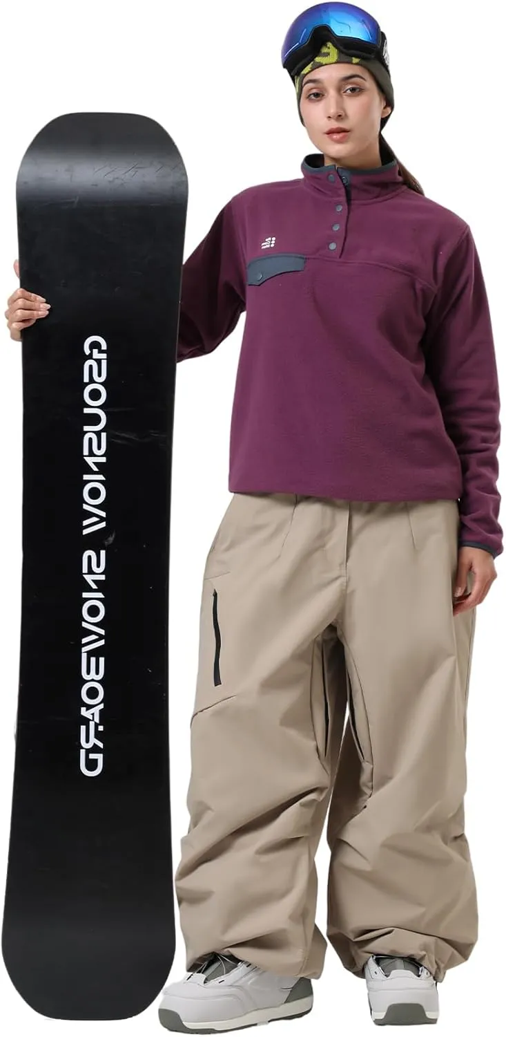GSOU SNOW Womens Mens Snowboard Pants Baggy Cargo Ski Snow Pants Loose Fit Waterproof Windproof Insulated