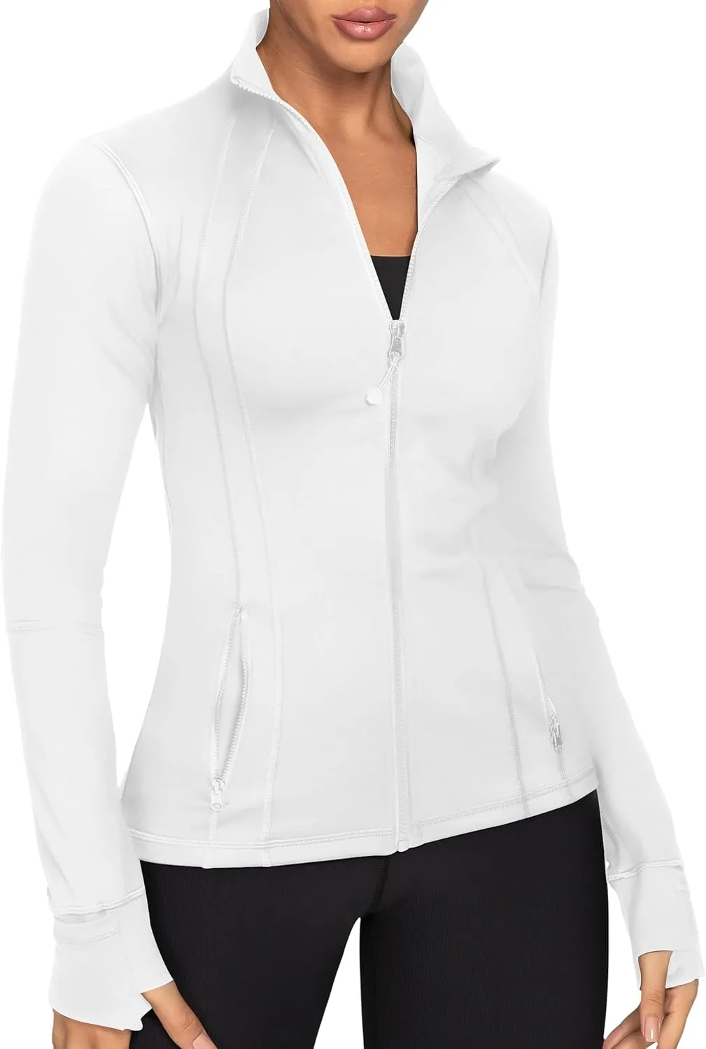 GYM RAINBOW Women's Lightweight Running Jackets Cottony-Soft 4-Way Stretch Zip up Slim Fit Workout Yoga Athletic Jacket