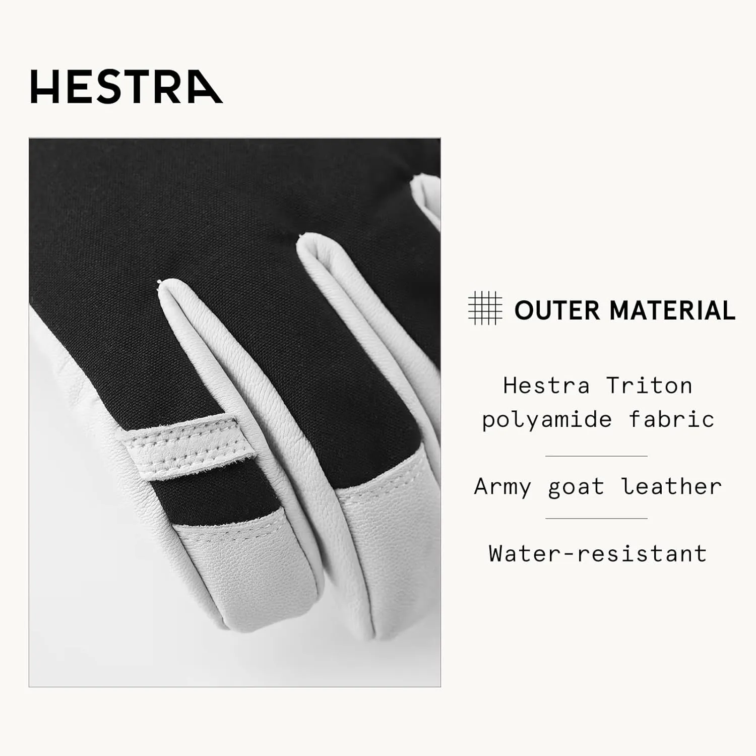 Hestra Army Leather Heli Ski Glove, 5-Finger Snow Glove for Skiing & Snowboarding for Men & Women