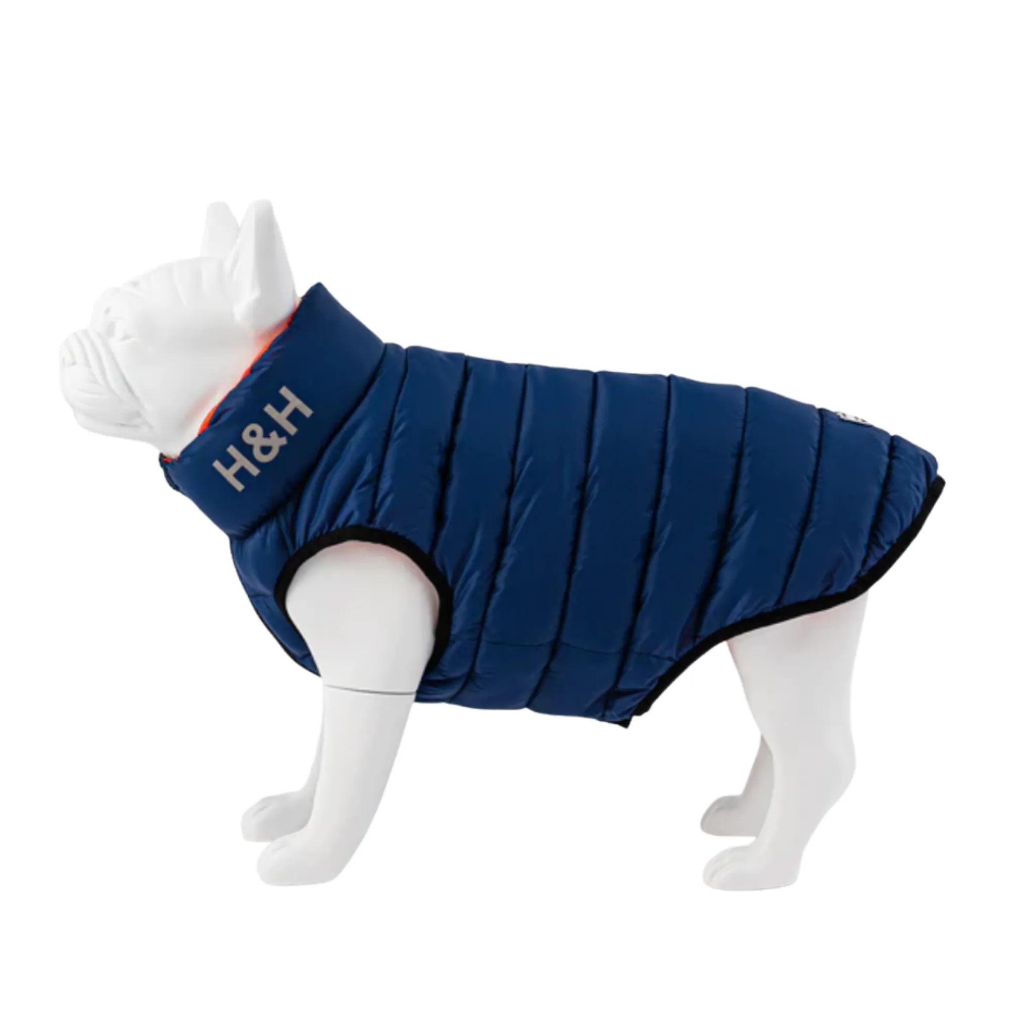 Hugo & Hudson Dog Puffer Jacket Reversible Orange & Navy