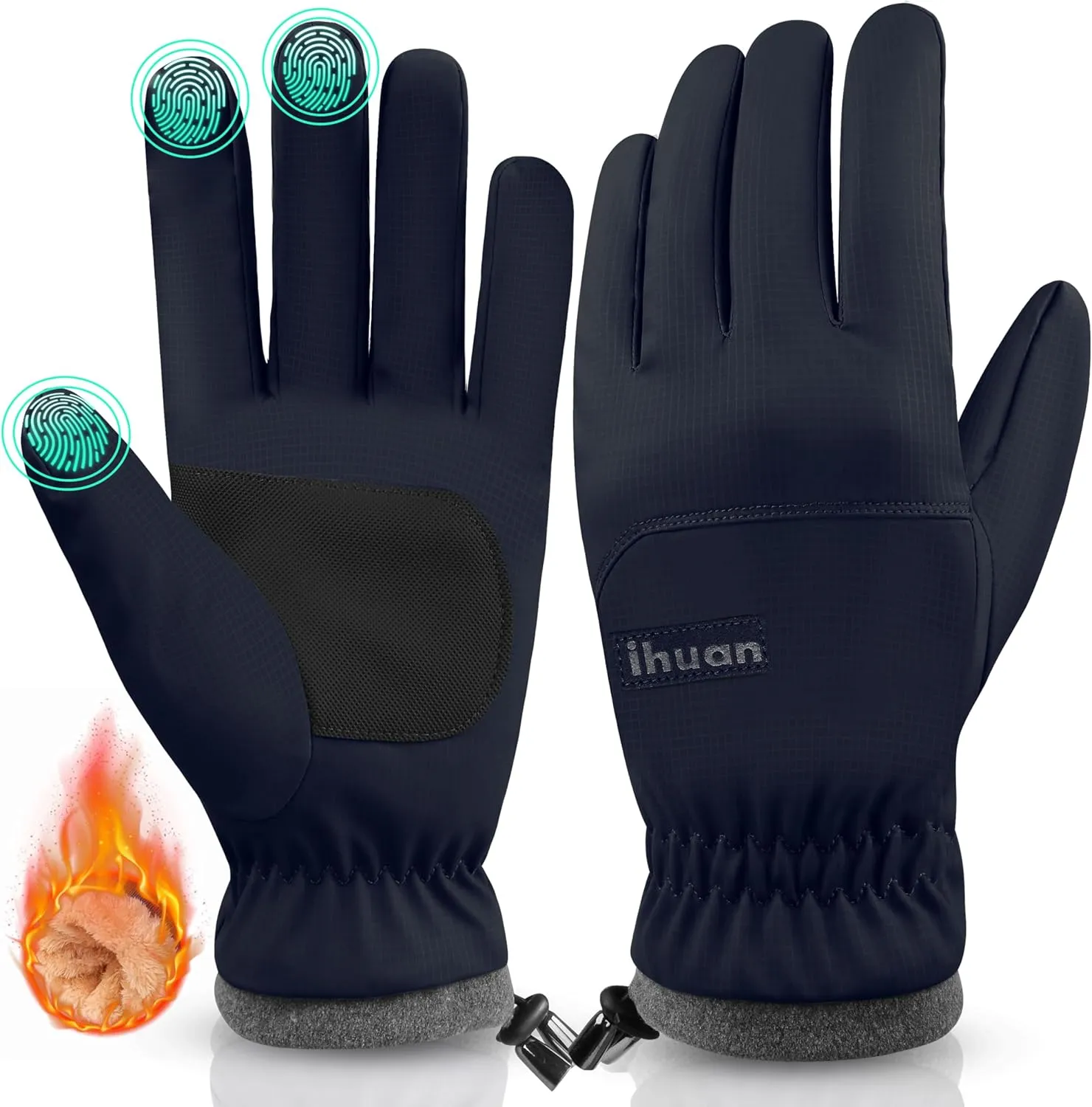 ihuan Winter Waterproof Ski Gloves Men Women, Snow Warm Cycling Cold Weather, Driving Biking Running