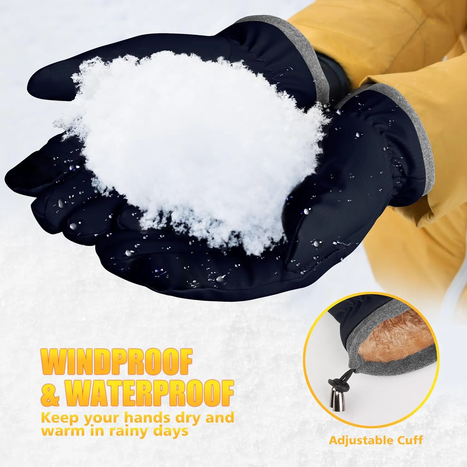 ihuan Winter Waterproof Ski Gloves Men Women, Snow Warm Cycling Cold Weather, Driving Biking Running