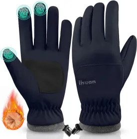 ihuan Winter Waterproof Ski Gloves Men Women, Snow Warm Cycling Cold Weather, Driving Biking Running