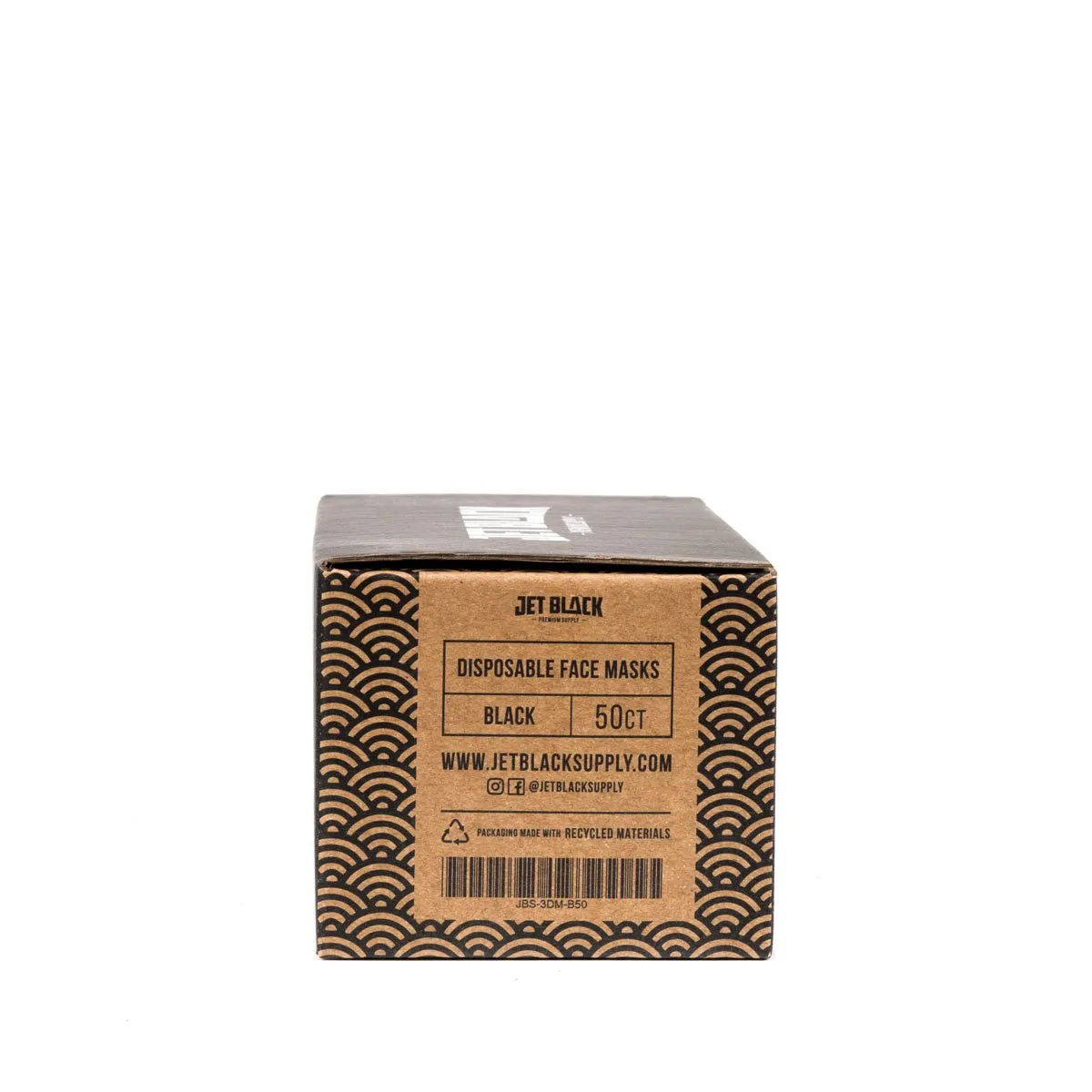 Jet Black - 3-Ply Disposable Mask - Black (50 pack)