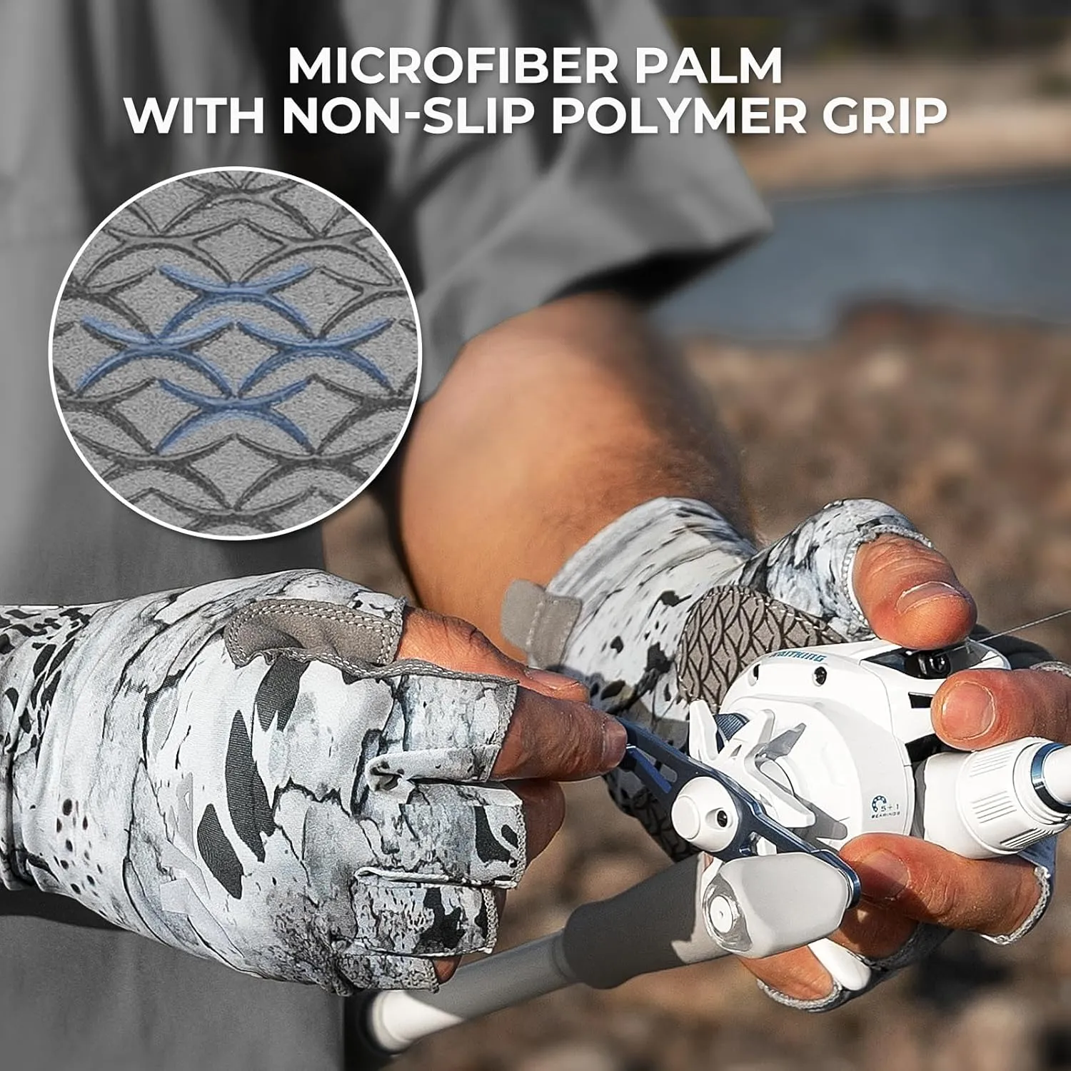 KastKing San Rafael Fishing Gloves, UPF 50 Sun Protection Fingerless Gloves Quick-Dry, Extended Cuff UV Protection Gloves for Outdoor, Kayaking, Rowing, Paddling,Hunting