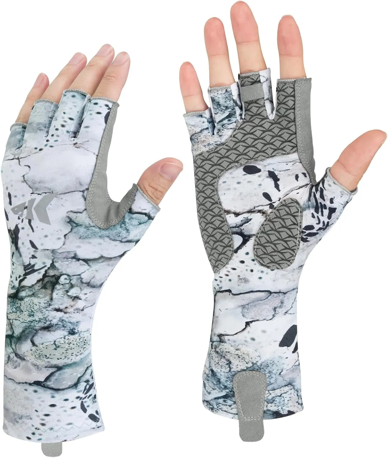 KastKing San Rafael Fishing Gloves, UPF 50 Sun Protection Fingerless Gloves Quick-Dry, Extended Cuff UV Protection Gloves for Outdoor, Kayaking, Rowing, Paddling,Hunting