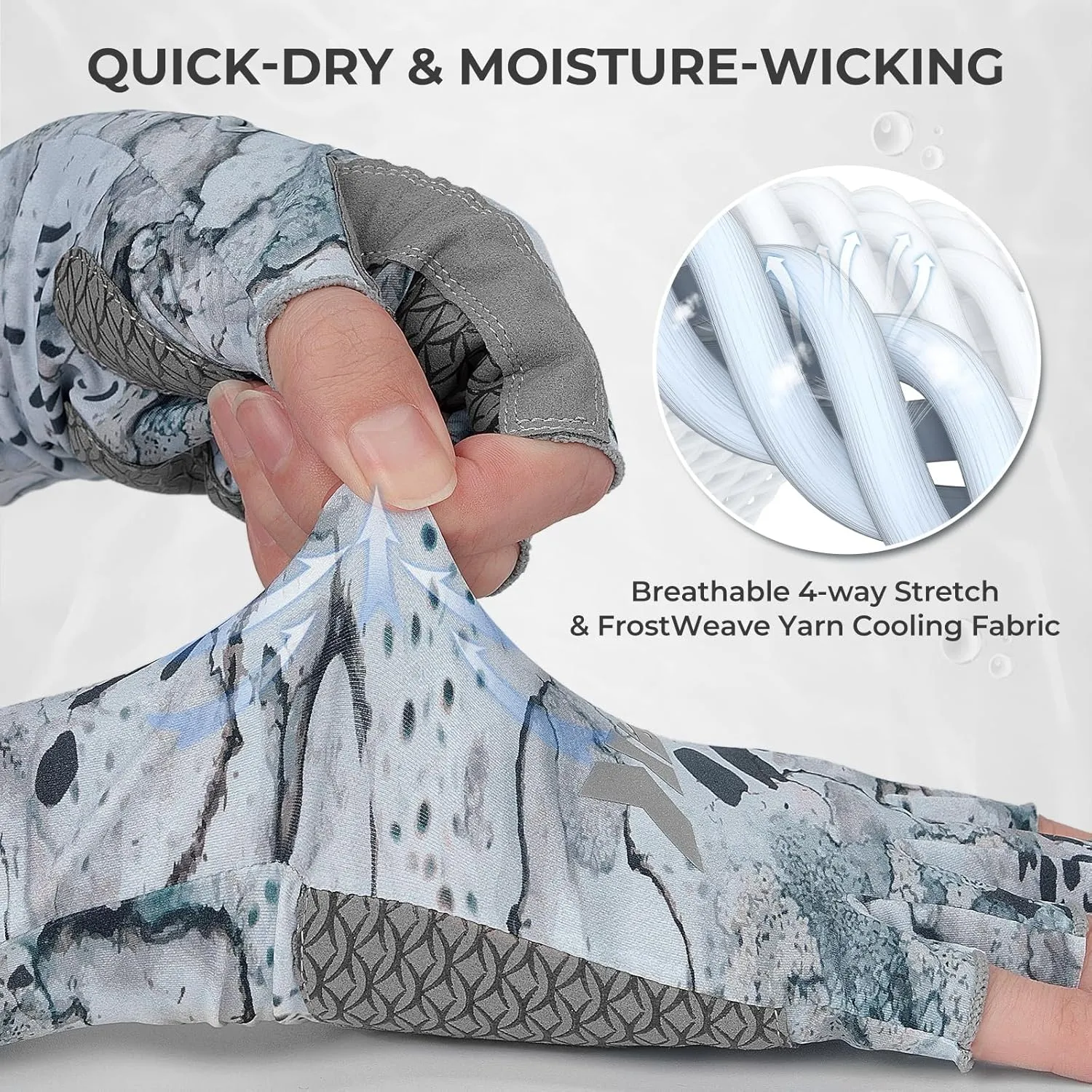 KastKing San Rafael Fishing Gloves, UPF 50 Sun Protection Fingerless Gloves Quick-Dry, Extended Cuff UV Protection Gloves for Outdoor, Kayaking, Rowing, Paddling,Hunting