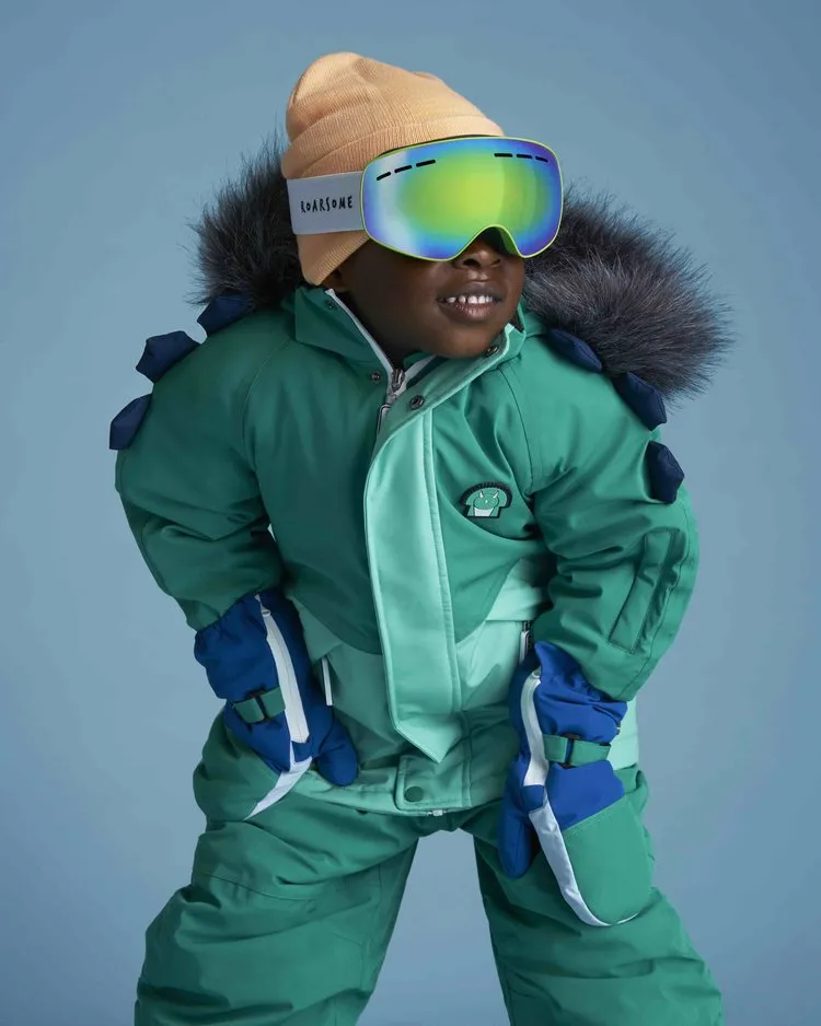 Kids Ski Gloves - Blue/Green