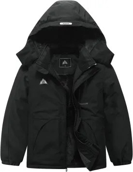 Kid's Ski Jacket Waterproof Winter Coat Boy's and Girl's Fleece Snowboarding Jackets with Detachable Hood