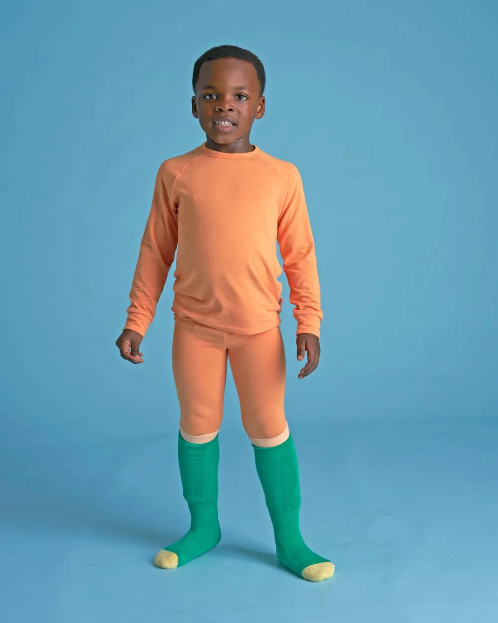 Kids Ski Socks - Green/Orange