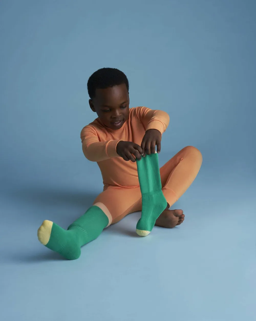 Kids Ski Socks - Green/Orange