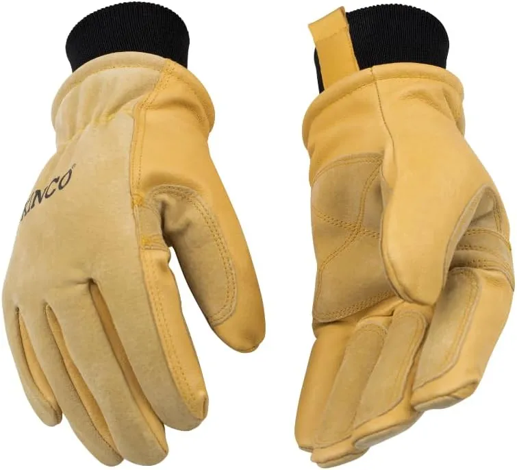Kinco, 901-M Men's Pigskin Leather Ski Glove, HeatKeep Thermal Lining, Draylon Thread, Medium, Golden, with Nikwax Waterproof Wax