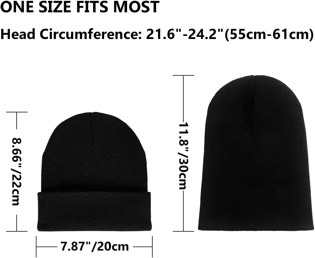 LCZTN 4 Pack Winter Ski Beanie Hat for MenWomen,Warm Fisherman Cuffed Knit Cap Unisex