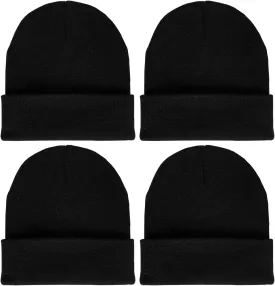LCZTN 4 Pack Winter Ski Beanie Hat for MenWomen,Warm Fisherman Cuffed Knit Cap Unisex
