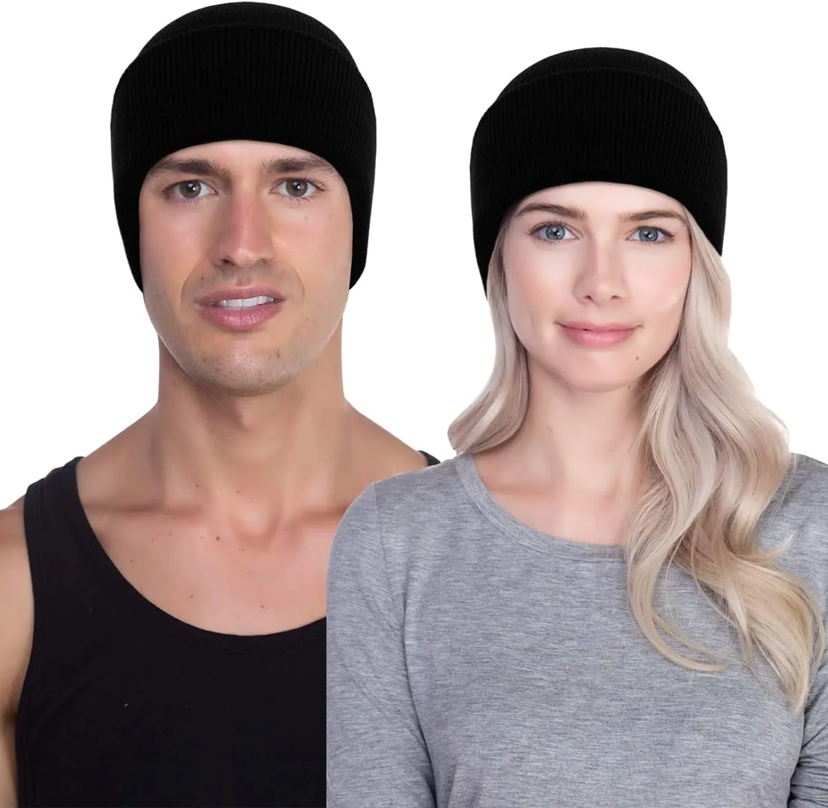 LCZTN 4 Pack Winter Ski Beanie Hat for MenWomen,Warm Fisherman Cuffed Knit Cap Unisex
