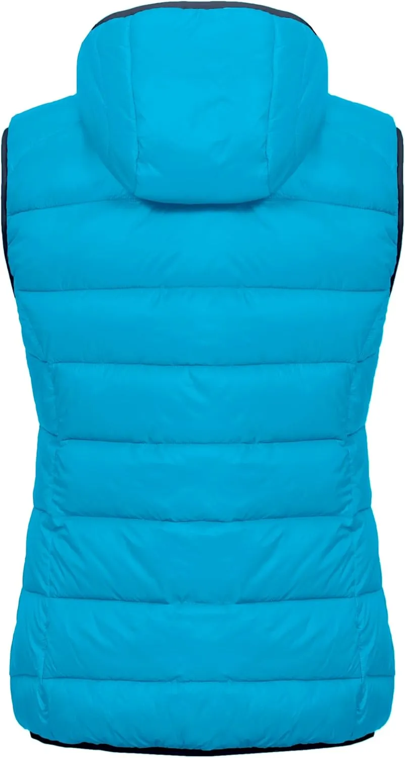 Mapamyumco Womens Lightweight Puffer Vest with Hood, Water-Resistant Sleeveless Jacket for Hiking Ski