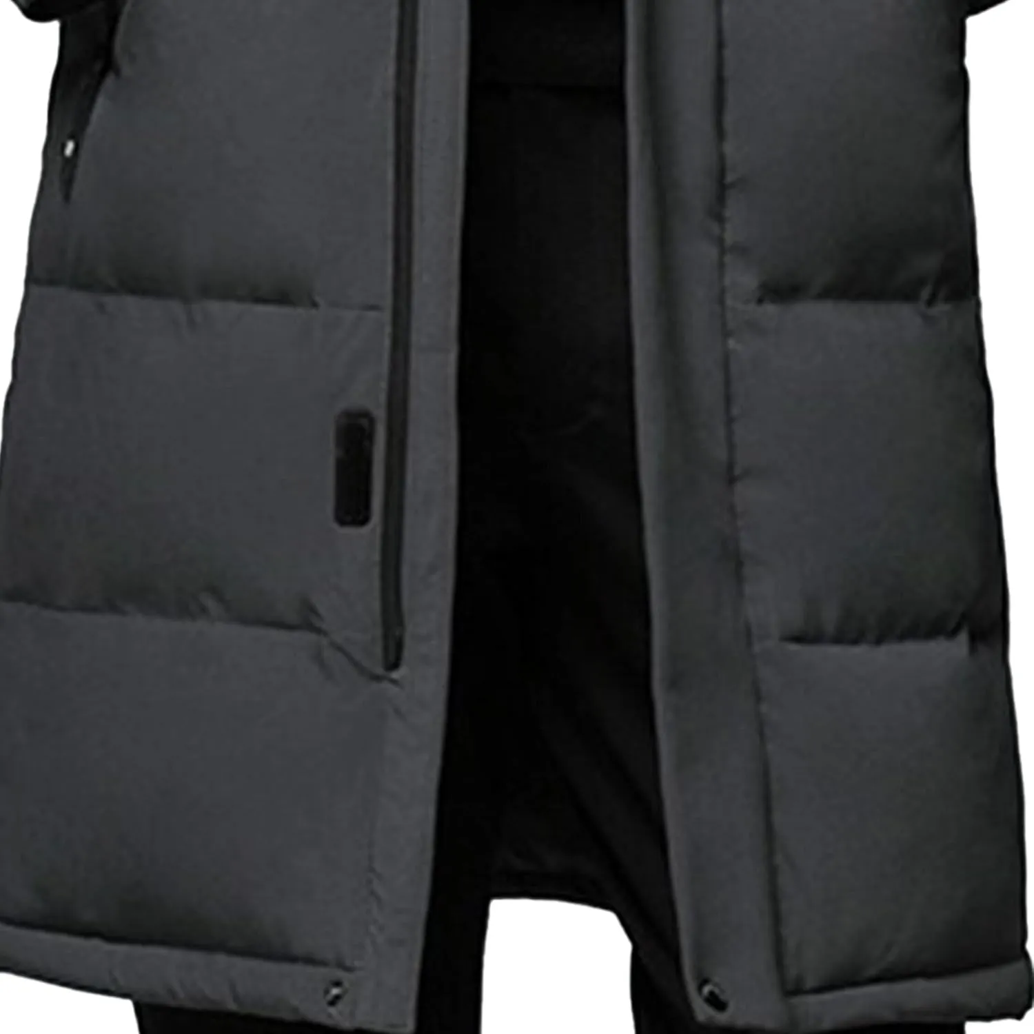 Men's Long Winter Warm Down Coats Padded Hood Puffy Quilted Jacket Insulated Heavyweight Hooded Coat