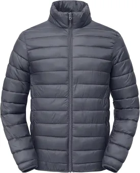 Men's Puffer Jacket Lightweight Warm Winter Coat with Zipper Pockets Insulated Ski Snow Down Jackets