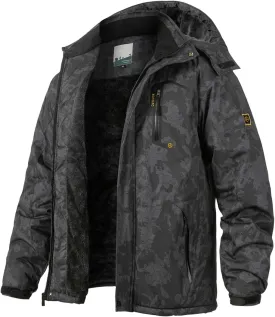 Men's Winter Ski Jacket Warm Fleece Waterproof Outdoor Mountain Hiking Windbreaker Hooded Snow Rain Coat