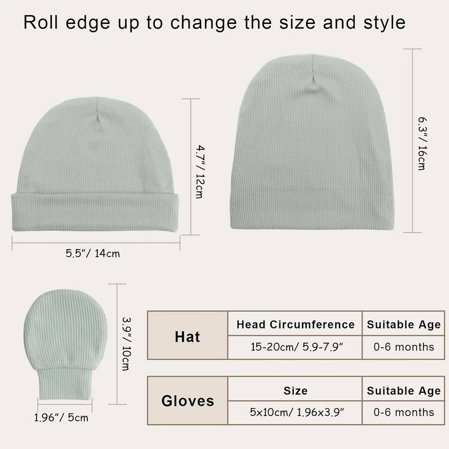 Newborn Baby Hats and Mittens Set for Unisex Infant Toddler Soft Beanie Hat Newborn Hospital Hats for Boys Girls 0-6 Months