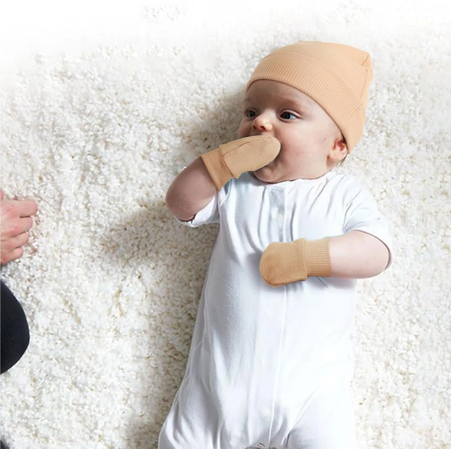 Newborn Baby Hats and Mittens Set for Unisex Infant Toddler Soft Beanie Hat Newborn Hospital Hats for Boys Girls 0-6 Months