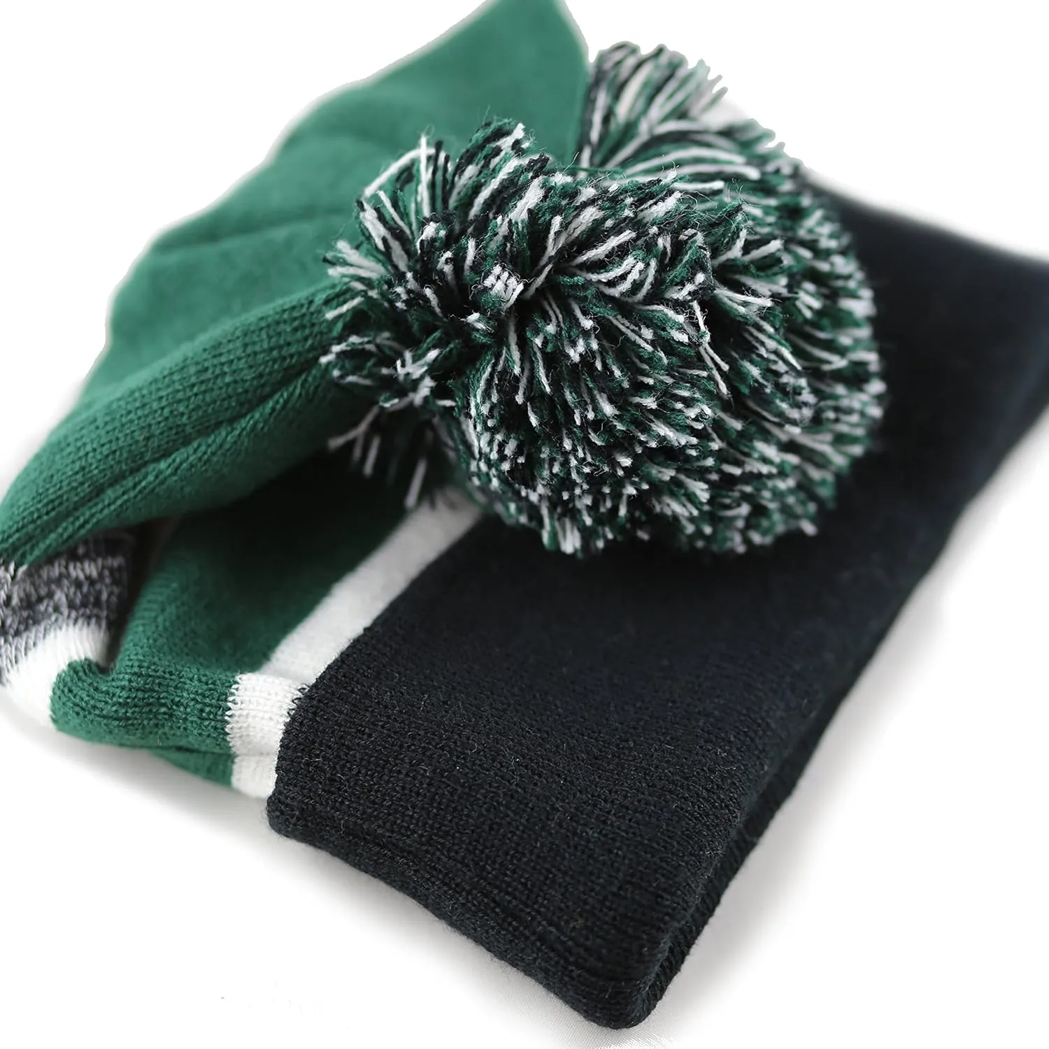 The Hat Depot Winter Beanie Soft Cuff Pom Pom Stripe Knit Skull Slouch Ski Hat