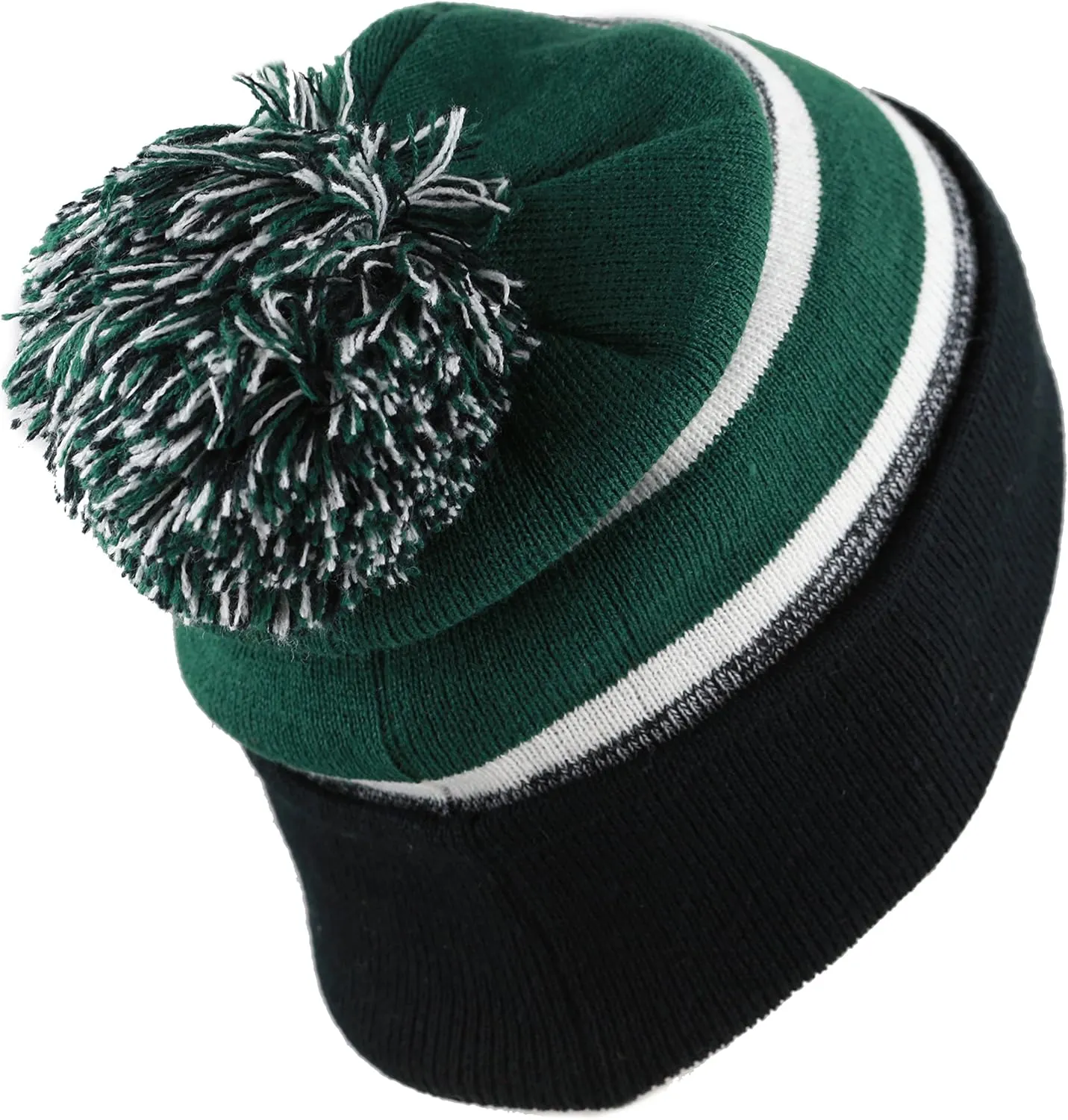 The Hat Depot Winter Beanie Soft Cuff Pom Pom Stripe Knit Skull Slouch Ski Hat