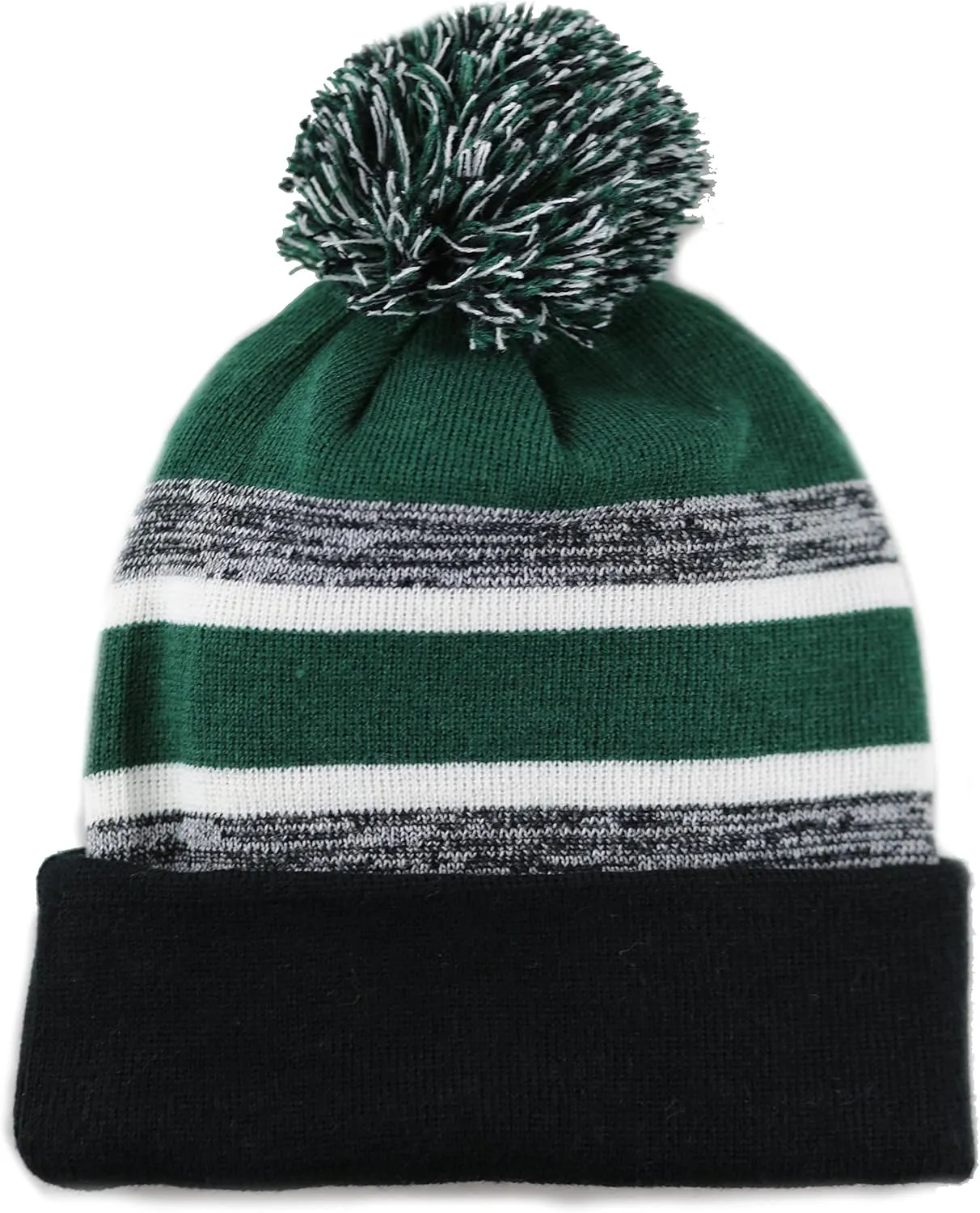 The Hat Depot Winter Beanie Soft Cuff Pom Pom Stripe Knit Skull Slouch Ski Hat