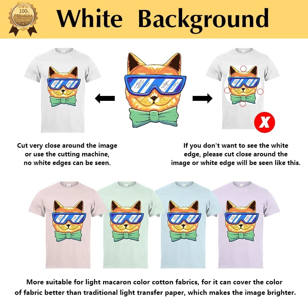 TransOurDream Upgraded Iron on Heat Transfer Paper for T Shirts (20 Sheets, 8.5x11") Iron on Transfers for Light Fabric Printable Heat Transfer Vinyl for Inkjet Printer (TOD-4)