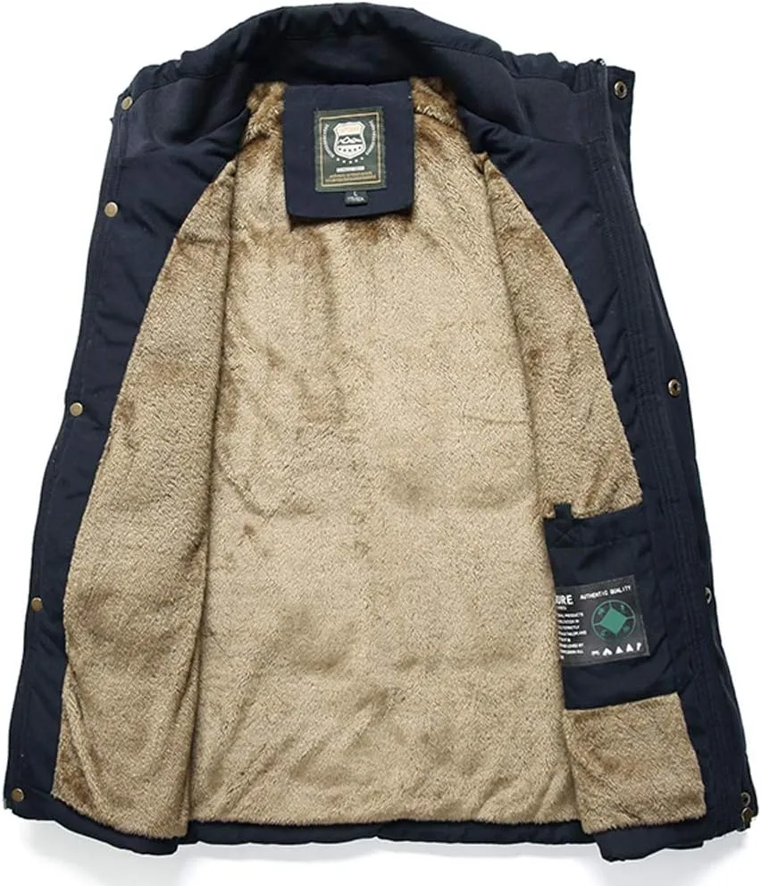 Vcansion Men's Outdoor Stand Collar Fleece Jacket Vest Casual Padded Vest Coats