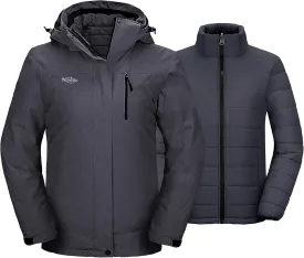 wantdo Women's 3 in 1 Waterproof Ski Jacket Windproof Winter Snow Coat Snowboarding Jackets Warm Raincoat