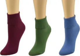Women's Ankle Socks Seamless Dress Diabetic Socks for Women, Ribbed Combed Cotton Turn Cuff, Lightweight Diabetic Ankle Wear