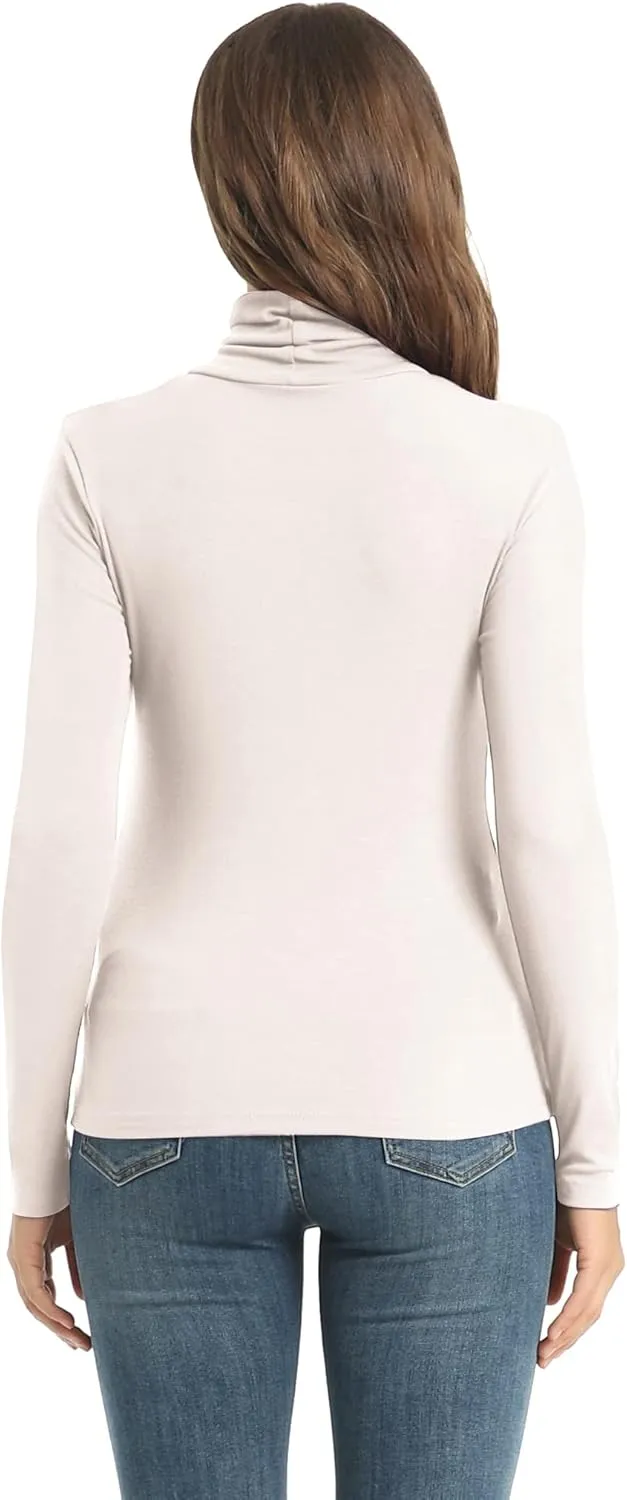 Women's Casual Long Sleeve Turtleneck Tops Slim Fitted Lightweight Base Layer Shirts