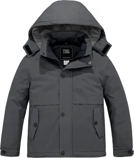 ZSHOW Boys' Waterproof Ski Jacket Hooded Fleece Lined Raincoat Warm Winter Coat